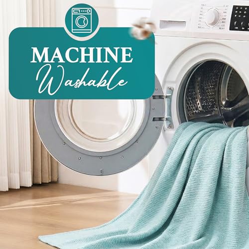 Arconiz Darcy Throw Blanket 50''x60'', Mint Solid Textured Woven Cotton Blend Throw for Couch Sofa Bed, Soft Lightweight All Season Decorative Blanket for Modern Home Decor - color: Mint Solid