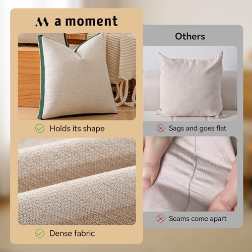 a moment Christmas Dark Green Loop Yarn Linen-Like Pillow Cover Natural Soft Decorative Throw Pillow Case Farmhouse 20x20 Inch, Textured Cushion Cover for Sofa Bed, Wrinkle-Resistant Home Decor - color: Dark Green, size: 20" x 20" (Pack of 2)