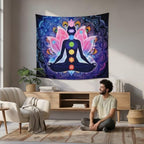 7 Chakra Mandala Tapestry - Yoga Meditation Wall Hanging for Bohemian Home Decor & Spiritual Healing (59x51 inches)