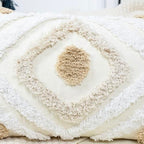 NUYECY Modern Long Lumbar Throw Pillow Cover 14 x 26,Cotton and Linen Tufted Decorative Boho Long Lumbar Pillow Case for Couch Sofa Bed Farmhouse Chair Outdoor,Khaki&Beige&White - size: 26" x 14" (Pack of 1)