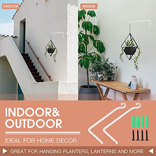 Jardim 2 Pack 10 Inch Premium Decorative Metal Iron Wall Hangers for Home Decor, Indoor Outdoor Plant Bracket Rustic Hanging Gardening Hooks for Planters, Bird Feeders, Lanterns, Wind Chimes (White) - color: White, size: 10 Inch