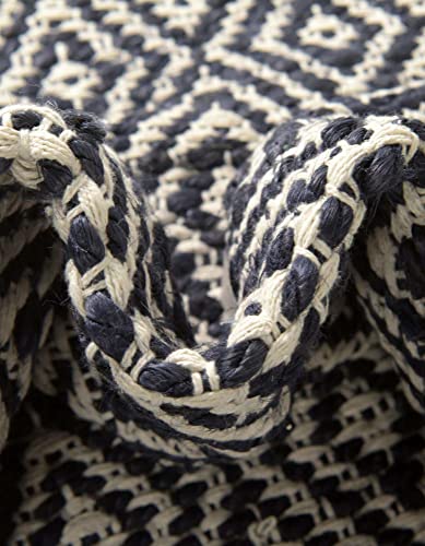 Unique Loom Braided Jute Collection Area Rug - Assam (2' x 3' 1" Rectangle, White Navy) - color: White Navy, size: 2' x 3'1" (Rectangular)