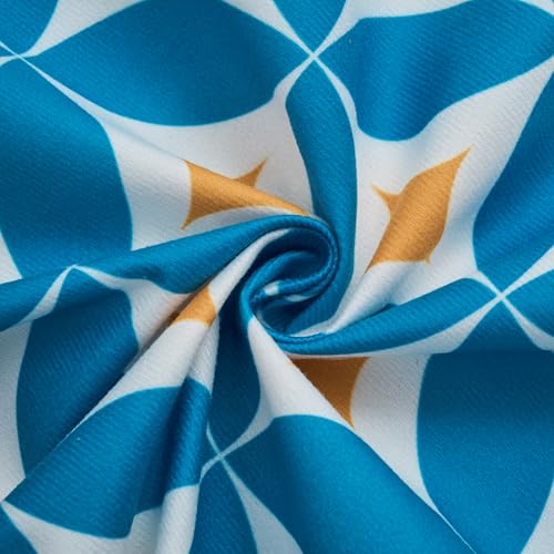 Set of 4 Boho Throw Pillow Covers 18x18 Inch, Blue Orange Pattern Decorative Pillow Case Soft Square Velvet Cushion Covers for Couch, Sofa, Living Room, Bedroom, Patio, Porch, Outdoor Home Décor - color: Tile Geo, size: 18" x 18" (Pack of 4)