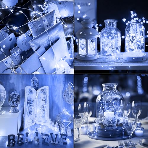 kolpop 12 Pack LED Fairy Lights Battery Operated, 7FT 20 LED Mini Twinkle String Lights Battery Powered Waterproof for Christmas Mason Jars Party (Cool White) - color: Cool White, size: 12 Pack