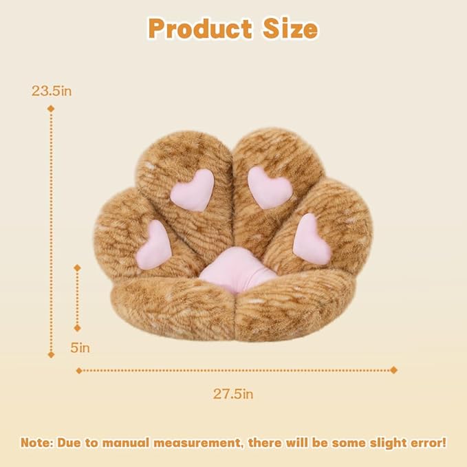 MOONBEEKI Cat Paw Cushion, Comfy Chair Kawaii Plush Seat Cushions Shape Lazy Pillow for Gamer 28"x 24" Cozy Floor Cute Girl Worker Gift, Dining Room Bedroom Decorate (Creamy Yellow)