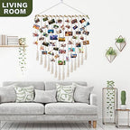 Hanging Photo Display boho bedroom decor teenage girl room decor Birthday Gifts for Grandma gift for mom Grandma’s Gifts - from Daughter, Granddaughter and Grandson - Mom Grandmothers Photo Holder，with 30 Wood Clips, 35" L x 30'' W