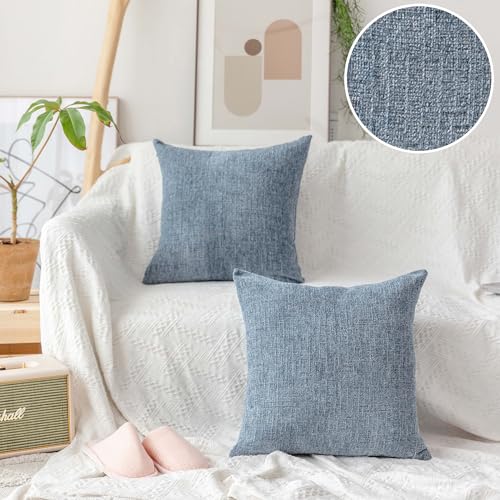 Home Brilliant Blue Throw Pillows Set of 2 Square Textured Plush Decorative Throw Pillow Covers for Bed Couch Car, Jeans Blue, 20 x 20 inch(50x50cm) - color: Jeans Blue, size: 20" x 20" (Pack of 2)