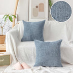 Home Brilliant Euro Sham Covers Super Soft Striped Plush Chenille Velvet Cushion Cover for Bench, 26 x 26 inch (66cm), Set of 2, Jeans Blue - color: Jeans Blue, size: 26" x 26" (Pack of 2)