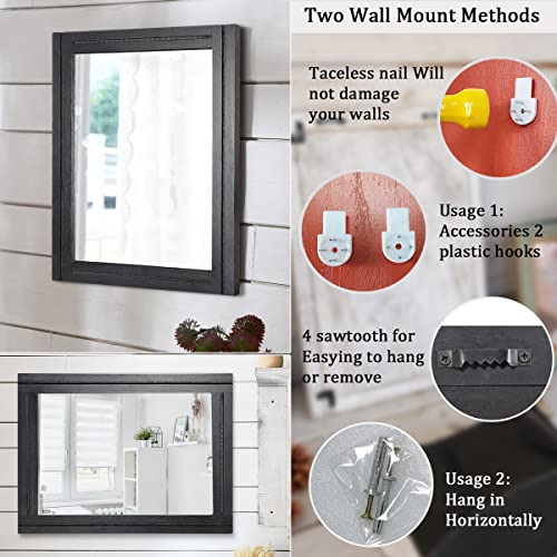 AAZZKANG Black Mirrors for Wall 50 x 40 cm with Rectangle Wood Framed Decorative Wall Mirror for Bedroom Living Room Bathroom Entryway - color: Black, size: 20"L x 16"W