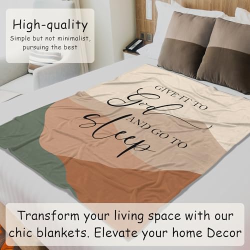 HIWX Boho Christian Blanket, Give It to God and Go to Sleep Bible Verse Abstract Mountain Throw Blanket for Home Bedroom Living Room Couch Bed Decor, Christian Gifts for Women, 50x60 Inches - color: Sleep, size: 50“L x 60”W
