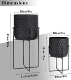 TRIROCKS Set of 2 Planters with Stand Indoor Outdoor Metal Plant Stand 8 * 18 &7 * 12 "Modern Planters Flower Pots for Living Room Corner Kitchen Office Garden Balcony Patio Decor(Black)