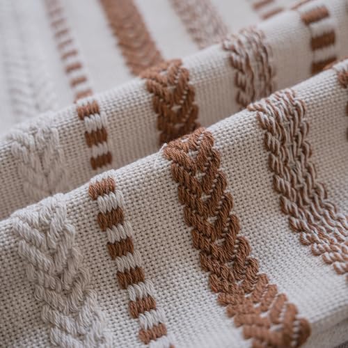 Cethom Brown Boho Lumbar Pillow Covers 14x36 Long, Stripe Textured Decorative Couch Pillow Cases for Bed, Sofa, Living Room, Bedroom, Farmhouse Home Accent Cushion Covers, Pack of 1 - color: Brown, size: 36" x 14" (Pack of 1)