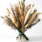 Pampas Grass Decor, Dried Flower Bouquet with Bunny Tail Grass, Pampas Grass & Eucalyptus, Boho Centerpieces for Tables & Floors - Dried Floral Arrangement, Fall Grass & Stylish Olive Green Wall Décor