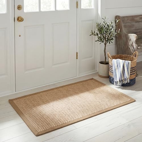 SAFAVIEH Area Rug 2x3 - Natural Fiber Collection - Maize & Linen Color, Sisal, Woven Design with Border (NF141B) - color: Maize/Linen, size: 2' x 3' (Rectangular)