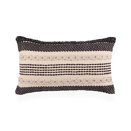 · REDEARTH · Boho Textured Throw Pillow Cushion Covers - Cotton Lumbar Woven Tufted Decorative Farmhouse Cases Set for Couch, Sofa, Bed, Dining, Covered Patio (12"x 20", Precis Descant Gray) Pack of 2 - color: Precis Descant Gray, size: 12" x 20" (Pack of