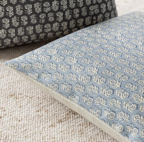Foindtower Set of 2 Decorative Vintage Floral Print Throw Pillow Covers Neutral Modern Farmhouse Cushion Covers Boho Home Decor for Sofa Chair Couch Bedroom Living Room Outdoor,18×18 Inch,Powder Blue - color: Powder Blue, size: 18" x 18" (Pack of 2)