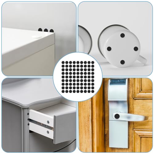 300 Pcs Thin Felt Pads, Mini Foam Felt Pads Round 3/5 Inches Self Adhesive Cabinet Cushion Dots for Cabinet Doors Furniture Desks Floor Drawers Black