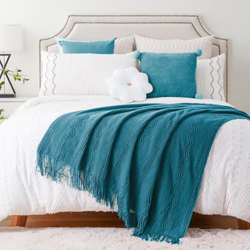 BATTILO HOME Teal Blue Throw Blanket for Couch, Decorative Throw Blanket for Sofa Bed Room Home Decor, 50"x60" - color: Teal, size: 50 x 60 in.