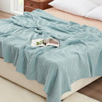 Love's cabin 100% Cotton Muslin Blanket, 6 Layer Lightweight Breathable Gauze Queen Size Blanket 90 x 90 Inches, Soft All Season Blanket for Bed, Cyan - color: Cyan, size: Queen(90"x90")