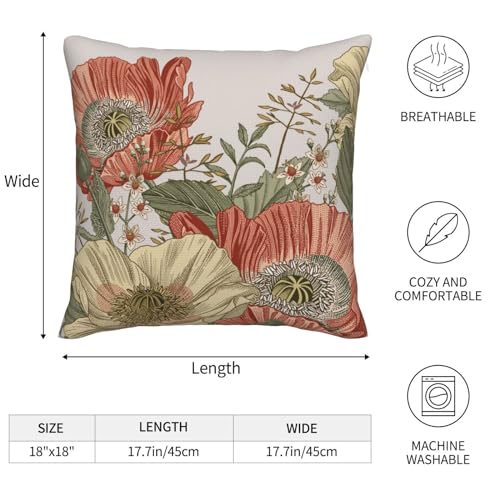 Vintage Flowers Pillow Covers 18 x 18 Set of 2 Floral Throw Pillow Cover Colorful Spring Summer Decorative Pillowcases Rustic Farmhouse Home Decor for Couch Bed Sofa Outdoor - color: Vintage Flowers