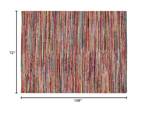 Chindi Rug 6x9, Boho Living Room Woven Braided Multicolor Area Rugs 6x9, Bohemian Colorful Recycled Cotton Rag Rugs for Farmhouse, Bedroom, Dining Room, Classroom, Hallway - size: 6' x 9' (Rectangular)