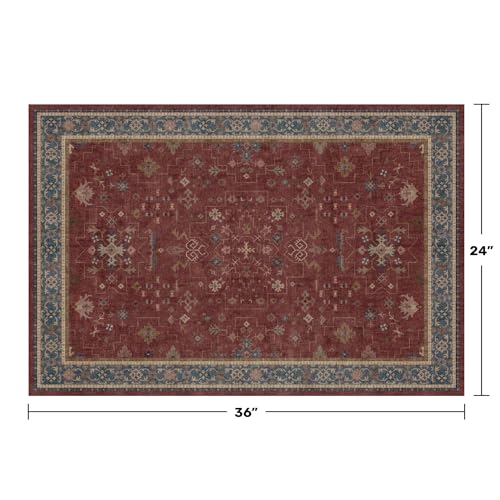 Burgundy 2x3 Washable Rugs for Entryway Indoor, Boho Kitchen Rug for Floor, Bathroom, Doormat Indoor Entrance, Waterproof Non Slip Low Pile Stain & Fade Resistant, Modern Eclectic Floral Decor - color: Burgundy, size: 2' x 3' (Rectangular)