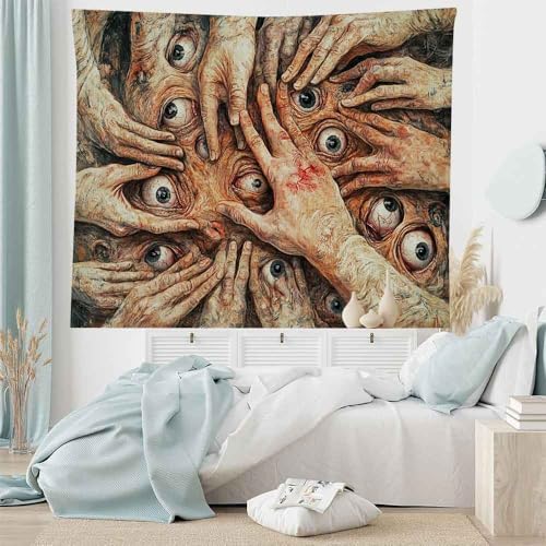 LATETOMT Abstract Tapestry Creepy Hands Tapestry for Halloween Horror Tapestries Gothic Surreal Canvas Print Wall Art for Halloween Party Terrifying Atmosphere LTMTAYW304 - color: Style-3, size: Customize
