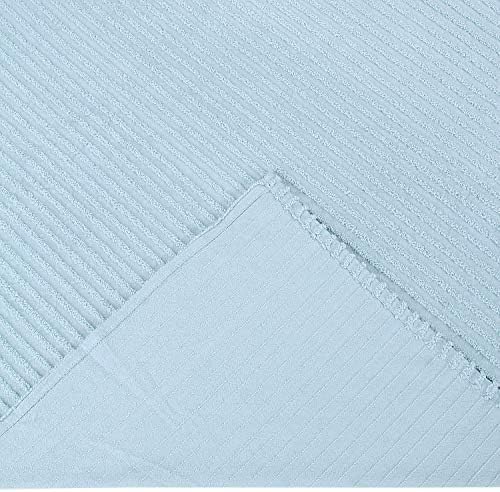 Better Trends Chenille Bedspreads Queen Size, Blue 100% Cotton Chenille Stripe Design Tufted Bedding Coverlet Soft Lightweight, 102"x110" 1 Pieces Jullian Collection