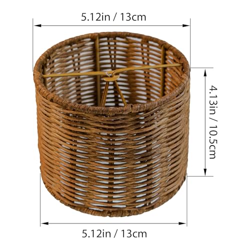 Round Chandeliers Lamp Shades Set of 6, Small Rattan Lampshades, Mini Cylinder Woven Lamps covers,Boho Lampshades Replacement, Clip on Lamps Shades for Floor Lamp Wall Sconces