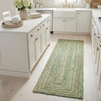 SAFAVIEH Cape Cod Collection Runner Rug - 2'3" x 8', Green & Natural Brown, Handmade Jute & Cotton, Woven Braided Design (CAP202Y) - color: Green/Natural, size: 2'3" x 8' (Runner)