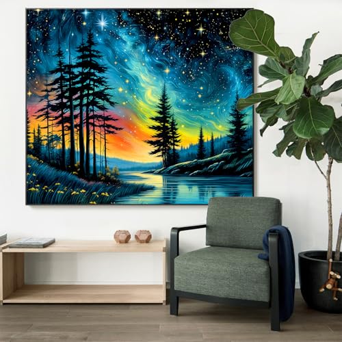 TVTLTVT Forest Starry Tapestry Wall Hanging Colorful Starry Sky Misty Forest Wall Tapestry Galaxy Night Sky Landscape Becoration for Home Decor Bedroom Living Room Wall Decor Gift 59x51in - color: S05-Forest Starry
