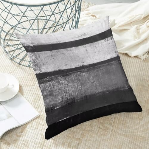 AEIOAE Black Pillow Covers 18x18 Set of 2 Black Grey Striped Decorative Throw Pillow Cotton Square Modern Abstract Art Painting Cushion Cover Decor for Home Couch Sofa Bedroom - color: Black, size: 18" x 18" (Pack of 1)
