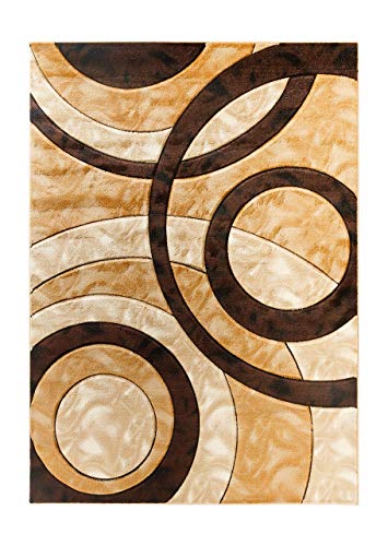 GLORY RUGS Area Rug 2x3 Brown Door Mat Modern Circles Soft Contemporary Floor Carpet Fluffy Texture for Indoor Living Dining Room and Bedroom Area - color: Brown, size: 2' x 3' (Rectangular)