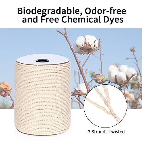 Macrame Cord 4mm x 328Yards(984Feet),Natural Cotton Macrame Rope - 3 Strands Twisted Macrame Cotton Cord for Wall Hanging, Plant Hangers, Crafts, Gift Wrapping and Wedding Decorations - color: Natural Color, size: 0.16 in x 328 yd