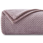 NEWCOSPLAY Super Soft King Blanket Light Purple Premium Silky Flannel Fleece Leaves Pattern Lightweight Bed Blanket All Season Use (Light Purple, King(90"x110")) - color: Light Purple, size: King(90"x110")