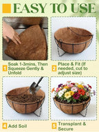 ANPHSIN 4Pcs 12inch Coconut Liners for Hanging Baskets Planters - Made of 100% Natural Coco Coir Fiber, Thick Breathable Round Liner for Outdoor Porch Garden Flower - size: 12in