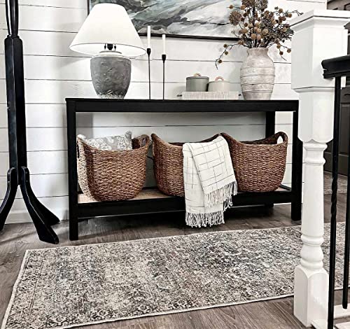 Hauteloom Wentworth Hallway, Kitchen Machine Washable Runner Rug - Floral Distressed Border Medallion Faded - Traditional Oriental Transitional Vintage - Olive, Green, Cream, Gray, Beige - 2'7" x 7'3" - color: Olive, Green, Cream / Holli, size: 2'7" x 7'3