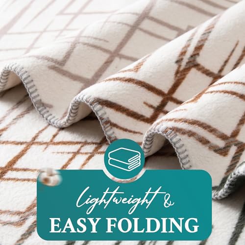 Arconiz Scotch Throw Blanket 50''x60'', Olive Rust Windowpane Textured Woven Cotton Blend Throw for Couch Sofa Bed, Soft Lightweight All Season Decorative Blanket for Modern Home Decor - color: Olive Rust Windowpane