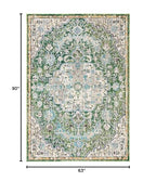 SAFAVIEH Madison Collection Area Rug - 5'3" x 7'6", Green & Turquoise, Boho Chic Medallion Distressed Design, Non-Shedding & Easy Care, Ideal for High Traffic Areas in Living Room, Bedroom (MAD447Y) - color: Green/Turquoise, size: 5'3" x 7'6" (Rectangular