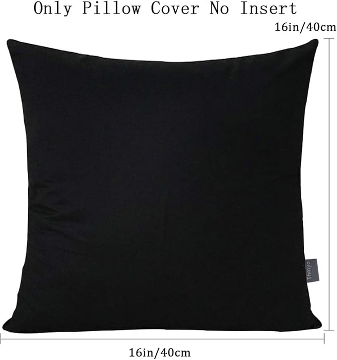 Thmyo 4-Pack 100% Cotton Comfortable Solid Decorative Throw Pillow Case Square Cushion Cover Pillowcase Sublimation Blank Pillow Covers Christmas DIY Throw Pillowcase for Sofa(16x16inch/40x40cm,Black)
