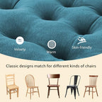 ELFJOY 4 Pack Chair Cushions for Dining Chairs Chair Pads Cushion for Kitchen Office Tufted Square Seat Cushion with Ties (16" Blue Velvet) - color: Blue Velvet
