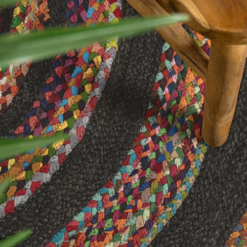 JONATHAN Y Abyss Braided Jute Red/Multi 6' Round Indoor Area Rug, Bohemian, Classic, Coastal, Easy-Cleaning for Living Room, Bedroom, Kitchen, Pet Friendly, Non-Shedding (RNF117A-6R) - color: Red, size: 6' (Round)