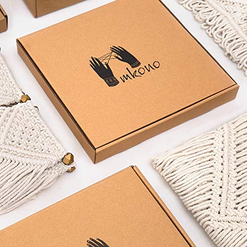 Mkono Macrame Plant Hangers Set of 4 Indoor Hanging Planter Basket Wall Decorative Flower Pot Holder with 4 Hooks for Indoor Outdoor Home Decor Gift Box, Ivory - color: Ivory