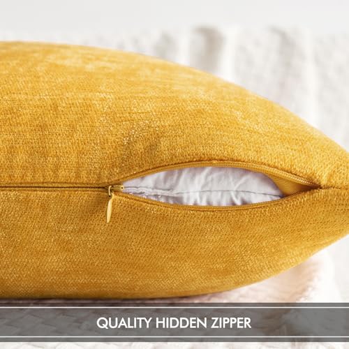 MIULEE Pack of 2 Goose Yellow Decorative Pillow Covers 18x18 Inch Soft Chenille Couch Spring Throw Pillows Farmhouse Cushion Covers for Home Decor Sofa Bedroom Living Room - color: Goose Yellow, size: 18" x 18" (Pack of 2)