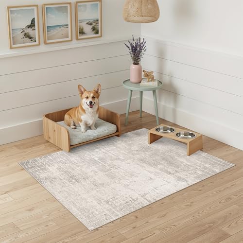 HAOYUNLAI 2x3 Entryway Area Rug: Washable Kitchen Bedroom Carpet Soft Abstract Laundry Bathroom Rugs with Non-Slip Backing Easy-Clean Distressed Home Decor Floor Mat for Pets Family (2x3,Beige/Cream) - color: Beige/Cream, size: 2' x 3' (Rectangular)