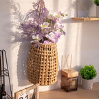 Woven Water Hyacinth Hanging Basket Door Hanging Basket Wall for Home Garden Farmhouse (Water Hyacinth) - color: Water Hyacinth