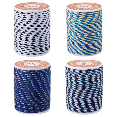 17.2 Yards 1.5mm Macrame Polycotton Cord 4-Ply Twine Braided Thread Chinese Knotting Cord for Friendship Bracelet DIY Craft String Knitting Macrame Rope Wall Hangers Decoration - color: Mixed Color 6, size: 1.5mm