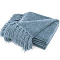 RECYCO Throw Blanket Soft Cozy Chenille Throw Blanket with Fringe Tassel for Couch Sofa Chair Bed Living Room Gift (Dusty Blue, 50'' x 60'') - color: Dusty Blue, size: 50'' X 60''