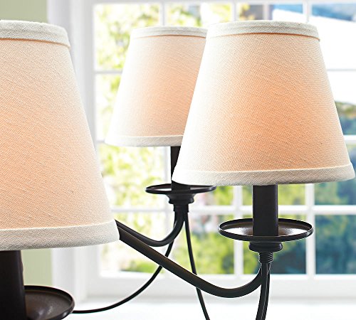 Small Lamp Shade Set of 6 Chandelier Shades 3" X 6" X 5" White Linen Lampshade Clip-On Bulb - color: White