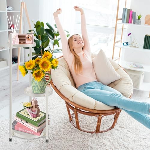 Plant Stand Indoor Tall, Black Corner Tiered Round Plant Stand for Indoor Multiple Plants, Metal Flower Pot Stands Outdoor Holders Plant Shelf Display Rack for Balcony Living Room (3 Tier-Cream white) - color: 3 Tier-Cream white